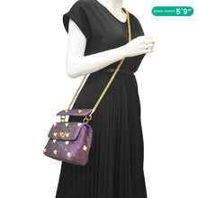 Load image into Gallery viewer, VALENTINO Atelier Stud Medium Crystal Embellished Suede Crossbody Bag Purple
