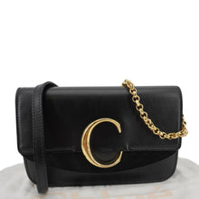 Load image into Gallery viewer, Chloe C Chain Black Suede Clutch Crossbody Bag  – Front View
