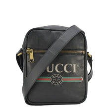 Load image into Gallery viewer, GUCCI Logo Grained Leather Messenger Bag Black 523591
