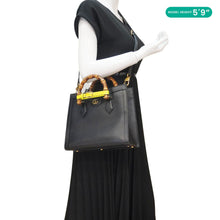 Load image into Gallery viewer, GUCCI Bamboo Diana Small Leather Tote Bag Black 660195
