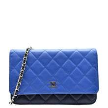 Load image into Gallery viewer, CHANEL WOC Quilted Leather Crossbody Tricolor Wallet Blue
