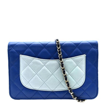 Load image into Gallery viewer, CHANEL WOC Quilted Leather Crossbody Tricolor Wallet Blue
