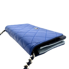 Load image into Gallery viewer, CHANEL WOC Quilted Leather Crossbody Tricolor Wallet Blue
