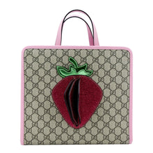 Load image into Gallery viewer, GUCCI Children&#39;s 3D Strawberry GG Supreme Canvas Tote Bag Beige 630589
