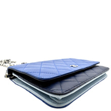 Load image into Gallery viewer, CHANEL WOC Quilted Leather Crossbody Tricolor Wallet Blue
