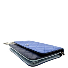 Load image into Gallery viewer, CHANEL WOC Quilted Leather Crossbody Tricolor Wallet Blue
