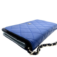 Load image into Gallery viewer, CHANEL WOC Quilted Leather Crossbody Tricolor Wallet Blue
