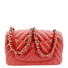 Load image into Gallery viewer, CHANEL Rectangular Flap Mini Quilted Chevron Leather Shoulder Bag Red
