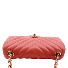 Load image into Gallery viewer, CHANEL Rectangular Flap Mini Quilted Chevron Leather Shoulder Bag Red
