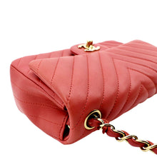 Load image into Gallery viewer, CHANEL Rectangular Flap Mini Quilted Chevron Leather Shoulder Bag Red
