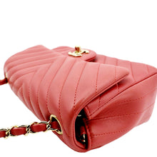 Load image into Gallery viewer, CHANEL Rectangular Flap Mini Quilted Chevron Leather Shoulder Bag Red
