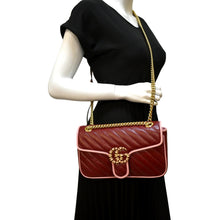 Load image into Gallery viewer, GUCCI GG Marmont Matelasse Leather Shoulder Bag Red 443497
