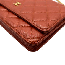 Load image into Gallery viewer, CHANEL WOC Quilted Caviar Leather Crossbody Wallet Dark Orange
