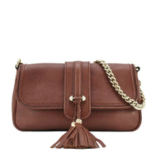 Load image into Gallery viewer, GUCCI Marrakech Evening Leather Chain Shoulder Bag Dark Brown 257032
