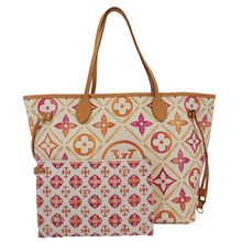 Load image into Gallery viewer, LOUIS VUITTON Neverfull MM Watercolor Monogram Tiles Canvas Shoulder Bag Coral
