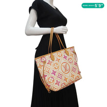 Load image into Gallery viewer, LOUIS VUITTON Neverfull MM Watercolor Monogram Tiles Canvas Shoulder Bag Coral
