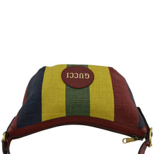 Load image into Gallery viewer, GUCCI Baiadera Stripe Script Logo Half Moon Canvas Shoulder Bag Multicolor 626422
