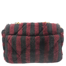 Load image into Gallery viewer, CHANEL 19 Flap Medium Striped Shearling Shoulder Bag Black
