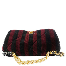 Load image into Gallery viewer, CHANEL 19 Flap Medium Striped Shearling Shoulder Bag Black
