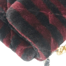 Load image into Gallery viewer, CHANEL 19 Flap Medium Striped Shearling Shoulder Bag Black
