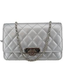 Load image into Gallery viewer, CHANEL Golden Class Quilted Leather Wallet on Chain Bag Silver

