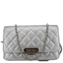 Load image into Gallery viewer, CHANEL Golden Class Quilted Leather Wallet on Chain Bag Silver
