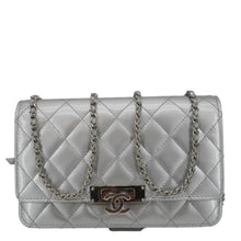 Load image into Gallery viewer, CHANEL Golden Class Quilted Leather Wallet on Chain Bag Silver
