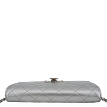Load image into Gallery viewer, CHANEL Golden Class Quilted Leather Wallet on Chain Bag Silver
