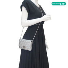 Load image into Gallery viewer, CHANEL Golden Class Quilted Leather Wallet on Chain Bag Silver
