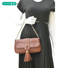 Load image into Gallery viewer, GUCCI Marrakech Evening Leather Chain Shoulder Bag Dark Brown 257032
