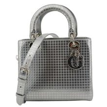 Load image into Gallery viewer, CHRISTIAN DIOR Lady Dior Medium Leather Shoulder Bag Metallic Silver
