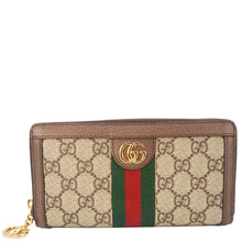 Load image into Gallery viewer, GUCCI Ophidia GG Supreme Canvas Zip Around Wallet Beige 523154
