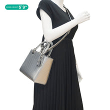 Load image into Gallery viewer, CHRISTIAN DIOR Lady Dior Medium Leather Shoulder Bag Metallic Silver
