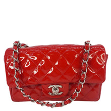 Load image into Gallery viewer, CHANEL Classic Rectangular Flap Mini Quilted Patent Leather Shoulder Bag Red
