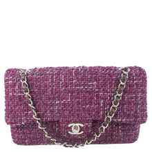 Load image into Gallery viewer, CHANEL Classic Double Flap Tweed Medium Shoulder Bag Purple
