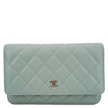 Load image into Gallery viewer, CHANEL Wallet On Chain Quilted Caviar Leather Crossbody Bag Light Blue
