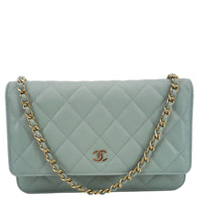 Load image into Gallery viewer, CHANEL Wallet On Chain Quilted Caviar Leather Crossbody Bag Light Blue
