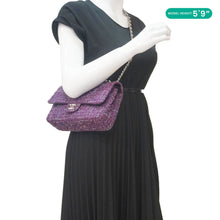 Load image into Gallery viewer, CHANEL Classic Double Flap Tweed Medium Shoulder Bag Purple
