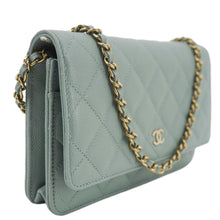 Load image into Gallery viewer, CHANEL Wallet On Chain Quilted Caviar Leather Crossbody Bag Light Blue
