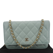 Load image into Gallery viewer, CHANEL Wallet On Chain Quilted Caviar Leather Crossbody Bag Light Blue
