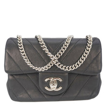 Load image into Gallery viewer, CHANEL Mini Flap Quilted Chevron Leather Crossbody Bag Black
