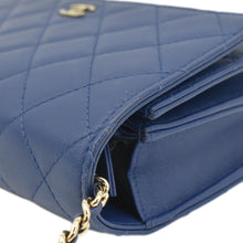 Load image into Gallery viewer, CHANEL Square Wallet On Chain Quilted Leather Crossbody Bag Blue
