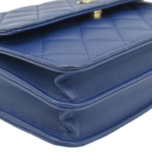 Load image into Gallery viewer, CHANEL Square Wallet On Chain Quilted Leather Crossbody Bag Blue
