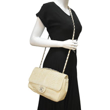 Load image into Gallery viewer, Chanel Flap Python Leather Crossbody Bag Ivory - Full View
