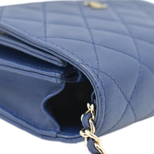 Load image into Gallery viewer, CHANEL Square Wallet On Chain Quilted Leather Crossbody Bag Blue
