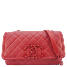 Load image into Gallery viewer, CHANEL CC Filigree Medium Flap Caviar Leather Crossbody Bag Red
