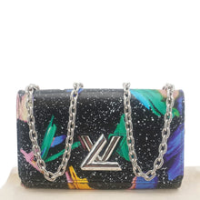 Load image into Gallery viewer, LOUIS VUITTON Twist Splash Print Leather Chain Wallet Shoulder Bag Black
