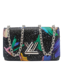 Load image into Gallery viewer, LOUIS VUITTON Twist Splash Print Leather Chain Wallet Shoulder Bag Black
