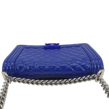 Load image into Gallery viewer, CHANEL Boy Flap Medium Plexiglass Patent Leather Crossbody Bag Blue
