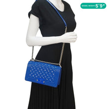 Load image into Gallery viewer, CHANEL Boy Flap Medium Plexiglass Patent Leather Crossbody Bag Blue
